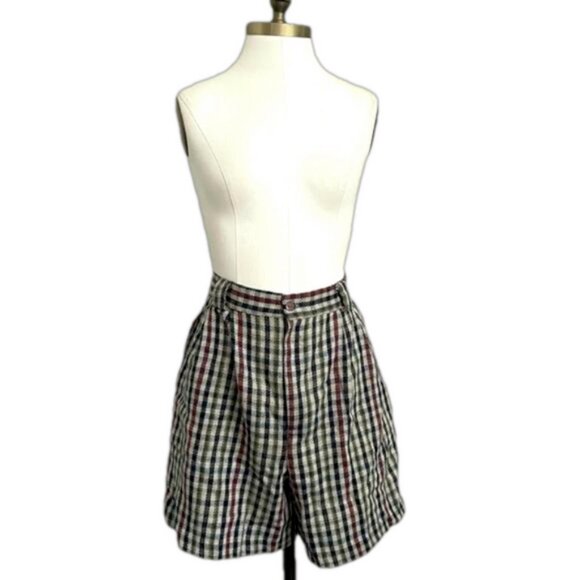 Vintage Multicoloured Pleat Front Wool Blend Shorts - M / 8-10 / 30" Waist - Picture 11 of 13